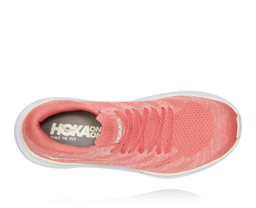 Walking Shoes Womens - Hoka One One Cavu 3 - Orange/White - NKWIBGL-26